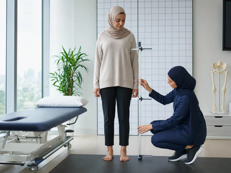 قياس محاذاة وطول الطرفين السفليين داخل عيادة العظام